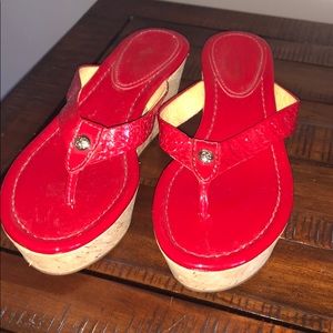 Red Coach wedge flip-flops size 5 1/2
